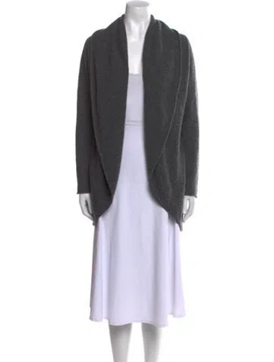 Pre-owned Kokun Cashmere Open Front Sweater In Gray