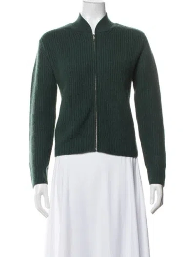 Pre-owned Kokun Cashmere Open Front Sweater In Green
