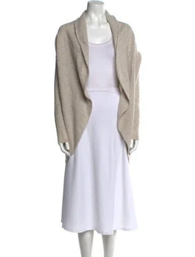 Pre-owned Kokun Cashmere Open Front Sweater In Neutral