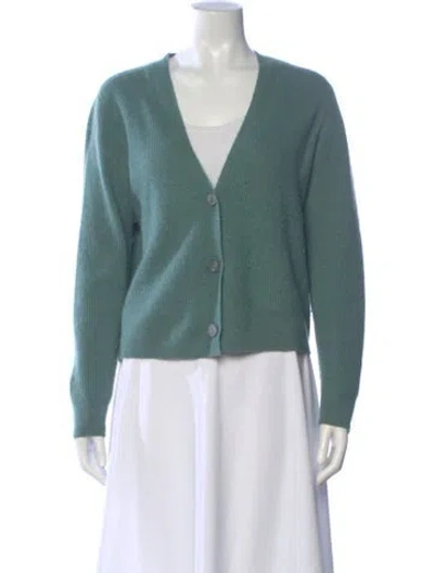 Pre-owned Kokun Cashmere V-neck Sweater In Green