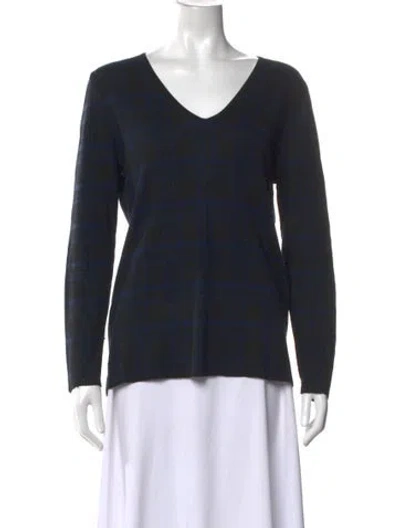 Pre-owned Kokun Plaid Print V-neck Sweater In Black