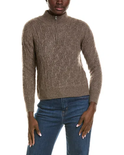 Kokun Pointelle 1/4-zip Cashmere & Silk-blend Pullover In Brown