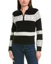 Kokun Polo Pattern Half Zip 100% Cashmere Pullover In Black