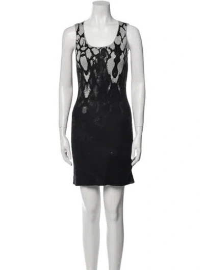 Pre-owned Kokun Printed Mini Dress In Black