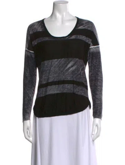 Pre-owned Kokun Striped Crew Neck Sweater In Black