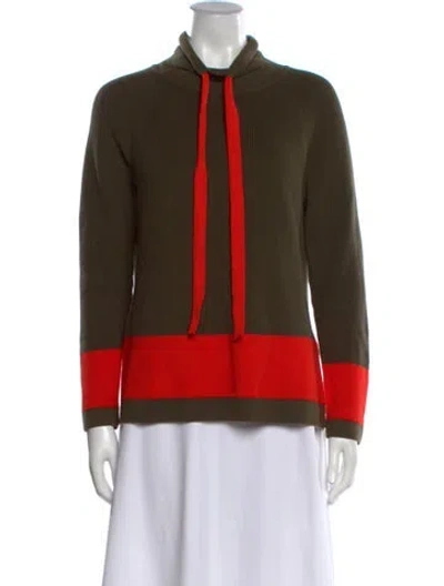 Pre-owned Kokun Striped Mock Neck Sweater In Green