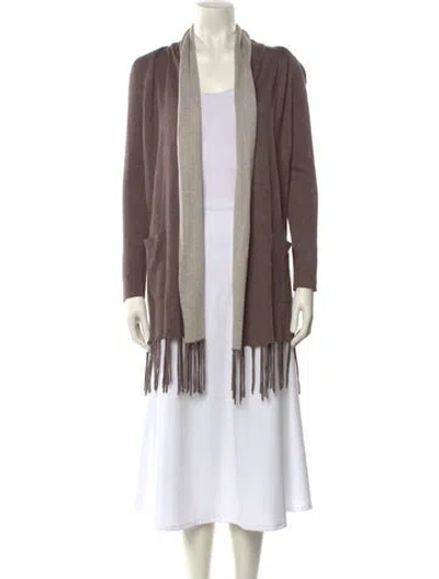 Pre-owned Kokun Wool Open Front Sweater In Neutral