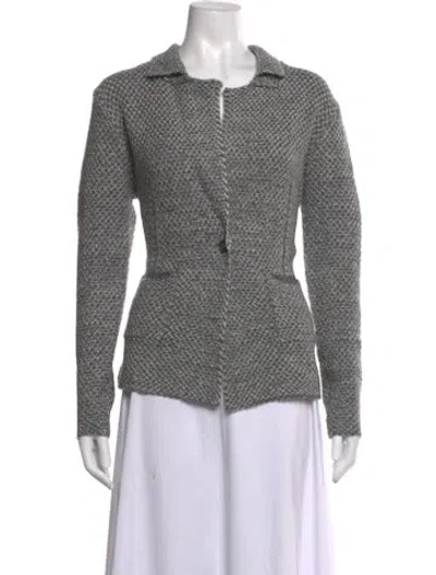 Pre-owned Kokun Wool Tweed Pattern Sweater In Grey