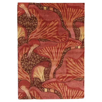 Pre-owned Koloman Moser New Contemporary Mushroom Biophilic Wool Carpet Inspired By  In Brown
