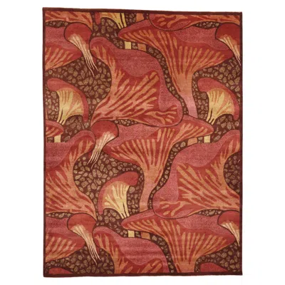 Pre-owned Koloman Moser New Contemporary Mushroom Biophilic Wool Carpet Inspired By  In Brown