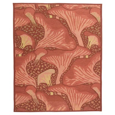 Pre-owned Koloman Moser New Contemporary Mushroom Biophilic Wool Carpet Inspired By  In Orange