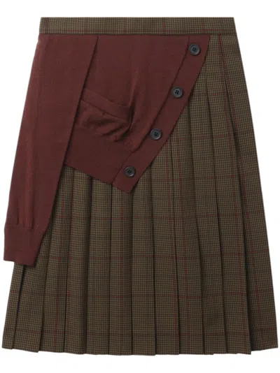 Kolor Asymmetric Layered Midi Skirt In Brown