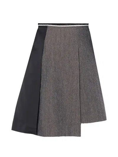 Kolor Asymmetric Panelled Midi Skirt In Gray