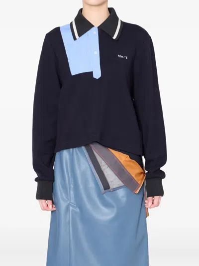 Kolor Asymmetrical-design Polo Top In Black