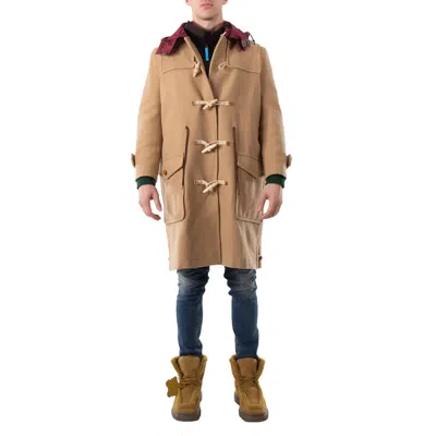 Kolor Beacon Men's Camel Hooded Duffle Coat In Neutral