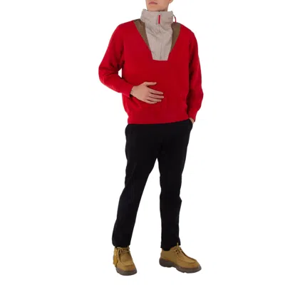 KOLOR BEACON MEN'S RED HALF ZIP PULLOVER SWEATSHIRT