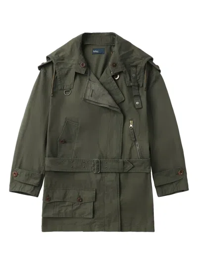 Kolor Belted Parka Coat In 绿色