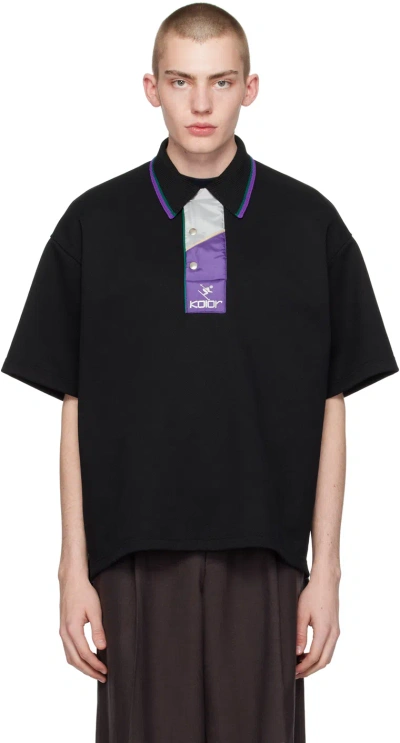 Kolor Black Padded Placket Polo In B-black