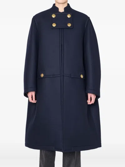 Kolor Buttoned Welt-pocket Coat In Blue
