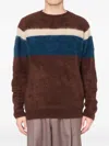 Kolor Cashmere Striped Sweater In Brown
