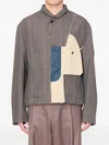 Kolor Checked Panelled Jacket In Brown