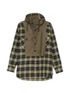Kolor Check-pattern Patchwork Shirt In Green