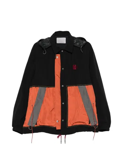 Kolor Colour-block Hooded Jacket In Black