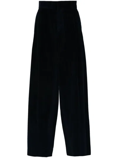 Kolor Corduroy Pleat-detail Wide-leg Trousers In Blue