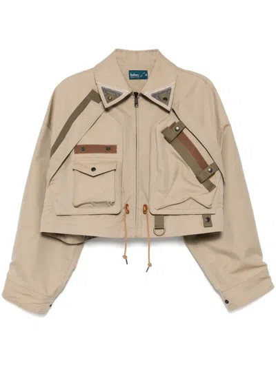 Kolor Cropped Military Jacket In Neutrals