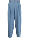 Kolor Cropped Tapered-leg Suit Trousers In Blue