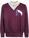 Kolor "cut & Sew 07" V Neck Sweater Clothing In Purple