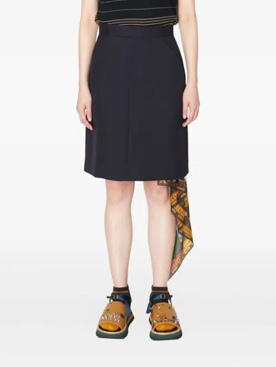Kolor Drape-detail Midi Skirt In Blue