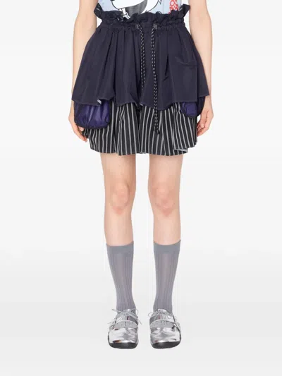 Kolor Drawstring Layered Midi Skirt In Blue