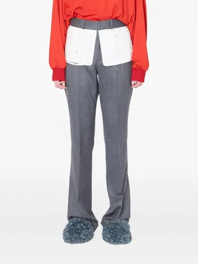 Kolor Embroidered-panel Trousers In Blue