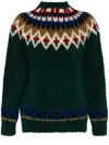 Kolor All Over Fray Chunky Knit Sweater In Green