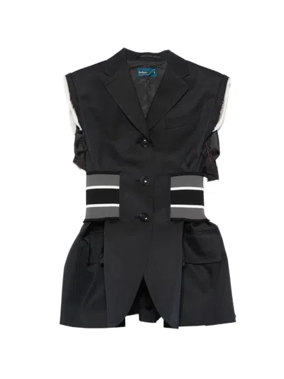 Kolor Frayed-edge Ribbed-waist Gilet In Blue