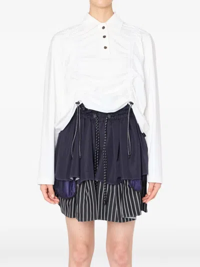 Kolor Gathered Polo Top In White