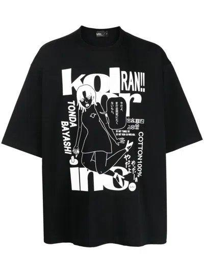 Kolor Graphic Oversized T-shirt In Black