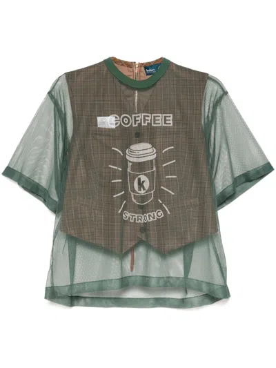 Kolor Graphic-print Top In Green