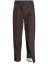Kolor High-waisted Cropped Trousers In Brown