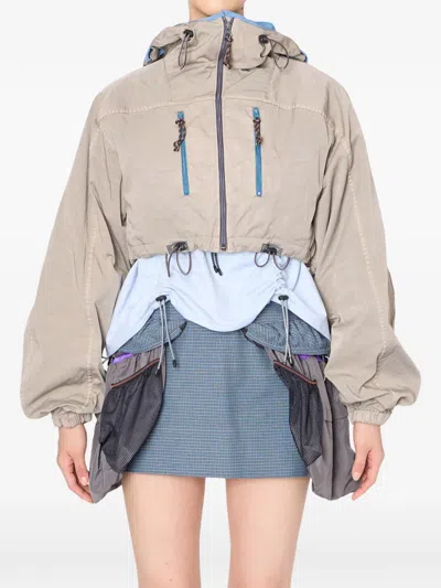 Kolor Hooded Zip Jacket In Neutrals