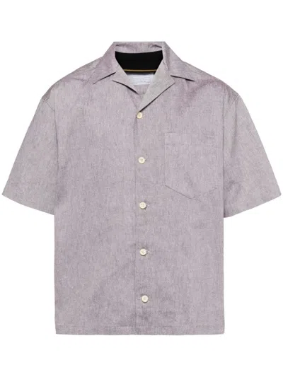 Kolor Internal Baseball Collar Cotton Shirt In C-brown