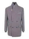 Kolor Jacket 02 Split Double Breast Coat In Gray