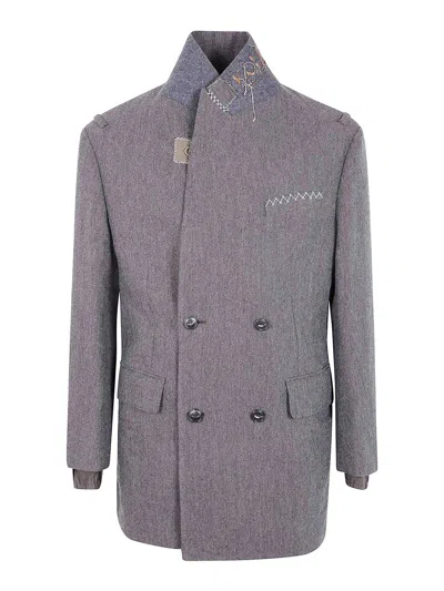Kolor Jacket 02 Split Double Breast Coat In Gray