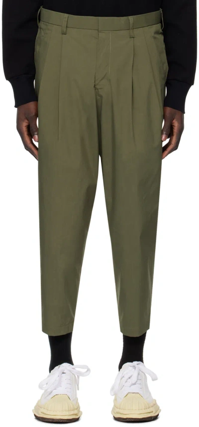 Kolor Khaki Pleated Trousers In C-olive