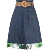 Kolor Ladies Blue Leaf-print A-line Skirt In Blue
