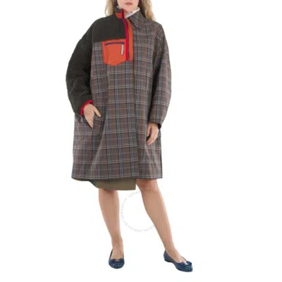 Kolor Ladies Glen Plaid Panelled Single-breasted Coat