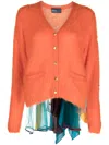 Kolor Layered Brushed Cardigan In Orange