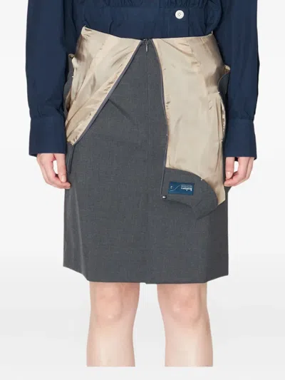 Kolor Layered Zip-front Midi Skirt In Gray