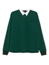 Kolor Long Sleeve Polo Shirt In Green